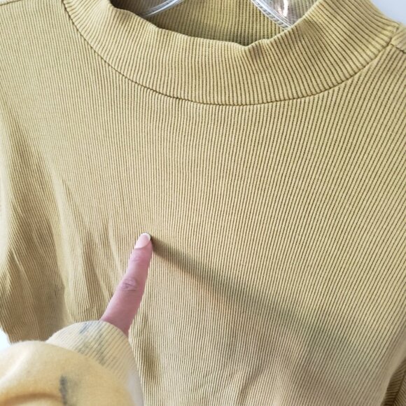 Anthropologie Shirt Womens M Green Ribbed Short Sleeve Cotton Mock Neck Tee - Picture 3 of 8